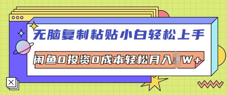 没脑子拷贝新手快速上手，闲鱼0投入0成本费轻轻松松月入W-番茄副业网