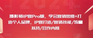 摄影师IP营Pro版，学会营销思维+打造个人品牌，IP营打造/营销技能/流量扶持/合作内推-番茄副业网