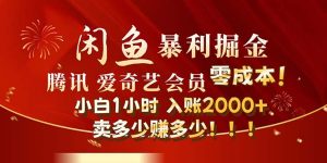 （12236期）闲鱼全新暴力掘金玩法，官方正品影视会员无成本渠道！小白1小时收…-番茄副业网