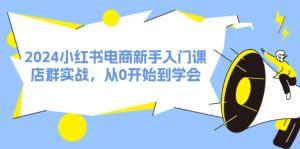 2024小红书电商初学者课，店淘实战演练，从0一直到懂得（31节）-番茄副业网