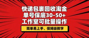 快件包裹回收利用挖金，运单号最低30-50 ，个人工作室可批量处理，家庭保姆级课堂教学-番茄副业网