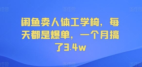 淘宝闲鱼人体工学座椅，天天都是打造爆款，一个月做了3.4w-番茄副业网