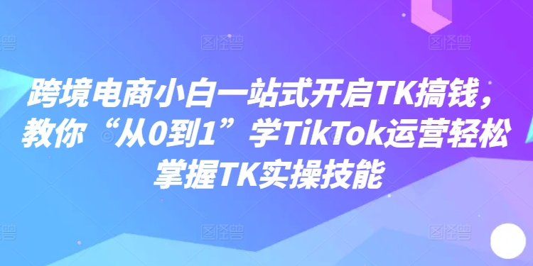 跨境电子商务新手一站式打开TK弄钱，教大家“从0到1”学TikTok经营快速掌握TK实操能力-番茄副业网