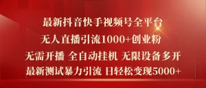 全新抖音和快手微信视频号全网平台没有人直播引流1000 精确自主创业粉，日轻轻松松转现5k 【揭密】-番茄副业网