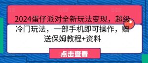 2024蛋仔派对全新玩法变现，超级冷门玩法，一部手机即可操作，赠送保姆教程+资料-番茄副业网