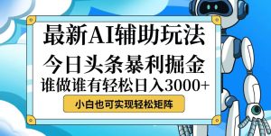 (12511期)今日头条最新暴利掘金玩法,动手不动脑,简单易上手。小白也可轻松日入…-番茄副业网
