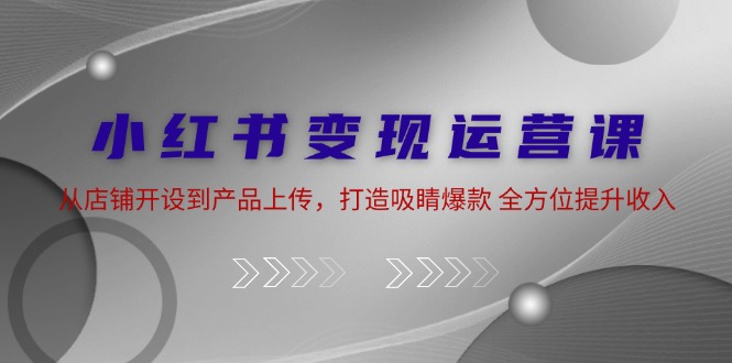 小红书变现运营课：从店铺开设到产品上传，打造吸睛爆款 全方位提升收入-番茄副业网