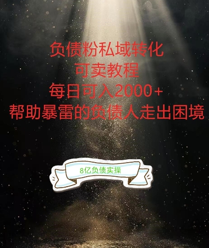 负债粉掘金计划，帮助负债者解决问题，债务规划，债务重组，最好的变现方式【揭秘】-番茄副业网