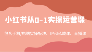 小红书从0-1实操运营课,包含手机/电脑实操板块、IP和私域课、直播课(97节)-番茄副业网