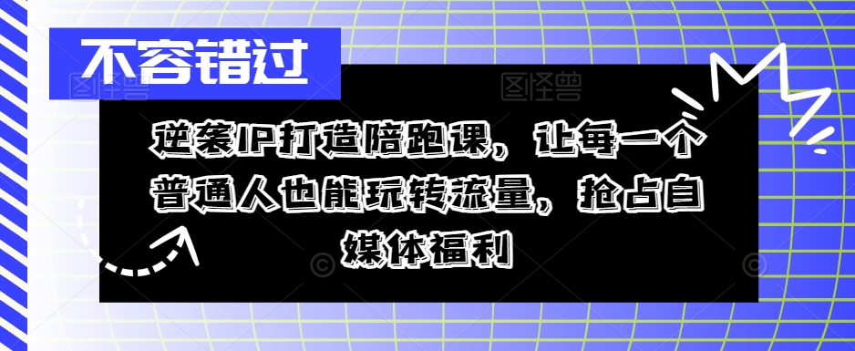 逆袭IP打造陪跑课，让每一个普通人也能玩转流量，抢占自媒体福利-番茄副业网