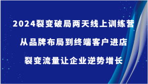 2024裂变破局两天线上训练营-从品牌布局到终端客户进店，裂变流量让企业逆势增长-番茄副业网