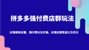 拼多多强付费店群玩法：店铺基础设置、强付费玩法实操、店铺运营复盘以及优化-番茄副业网