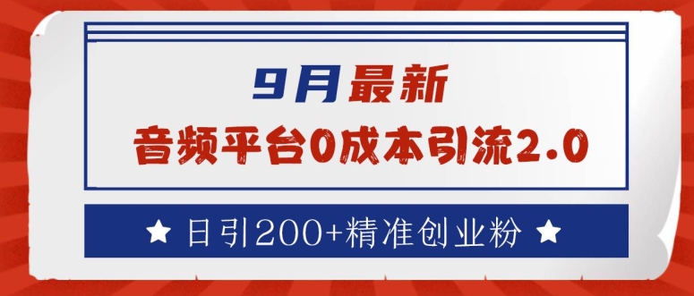 9月最新：音频平台0成本引流，日引200+精准创业粉【揭秘】-番茄副业网