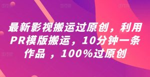 最新影视搬运过原创,利用PR模版搬运,10分钟一条作品 ,100%过原创【教程+PR模板】-番茄副业网