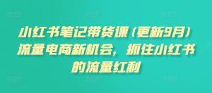 小红书笔记带货课(更新9月)流量电商新机会，抓住小红书的流量红利-番茄副业网