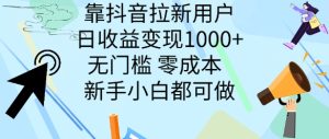 靠抖音拉新用户，日收益变现几张， 无门槛，零成本  新手小白都可做-番茄副业网