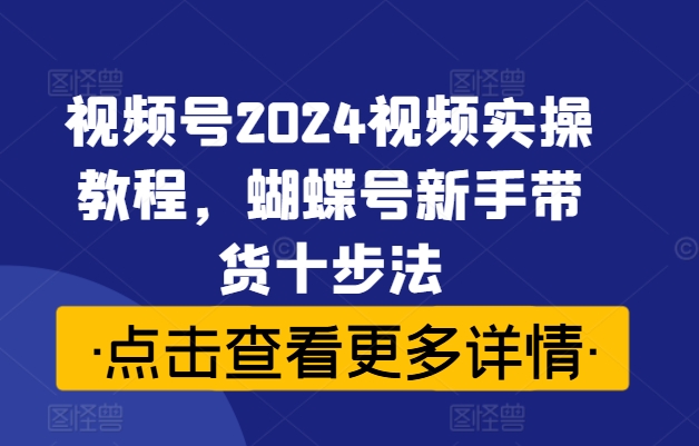 视频号2024视频实操教程，蝴蝶号新手带货十步法-番茄副业网
