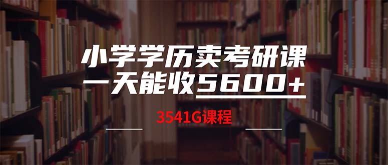 （12556期）小学学历卖考研课程，一天收5600（附3580G考研合集）-番茄副业网
