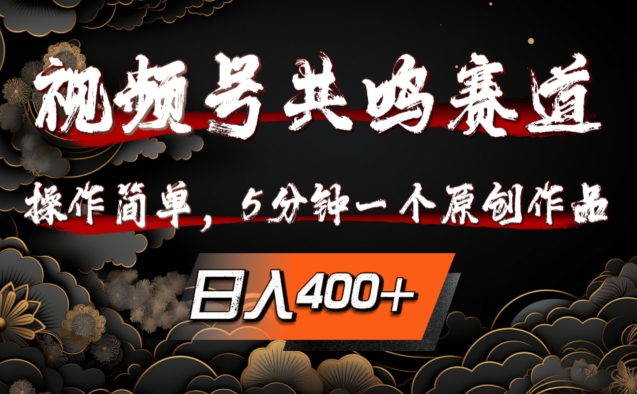 视频号共鸣赛道，操作简单，5分钟1个原创作品，日入几张【揭秘】-番茄副业网