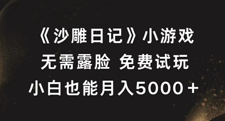 《沙雕日记》小游戏，无需露脸免费试玩，小白也能月入5000+【揭秘】-番茄副业网