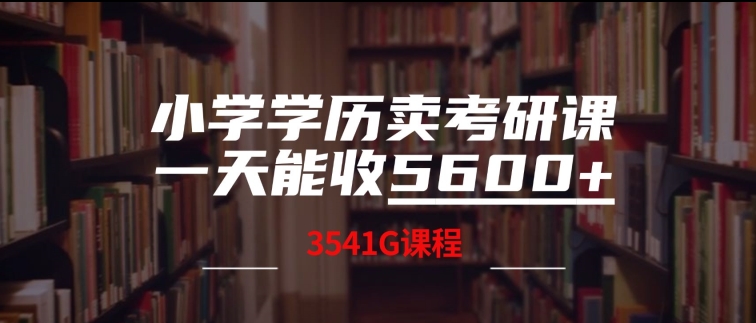 小学学历卖考研课程，一天收5600(附3541G考研合集)-番茄副业网