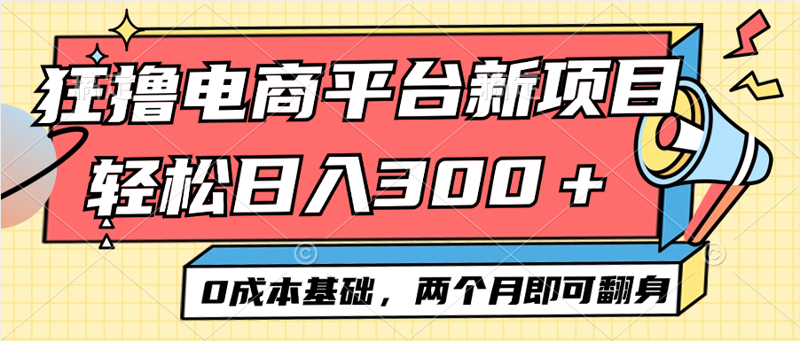 （12685期）电商平台新赛道变现项目小白轻松日入300＋0成本基础两个月即可翻身-番茄副业网
