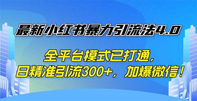 （12505期）最新小红书暴力引流法4.0， 全平台模式已打通，日精准引流300+，加爆微…-番茄副业网