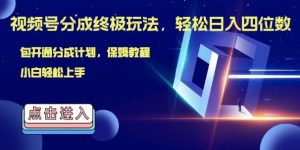 视频号分成终极玩法，日入几张，绝对的风口项目，小白也能轻松上手-番茄副业网