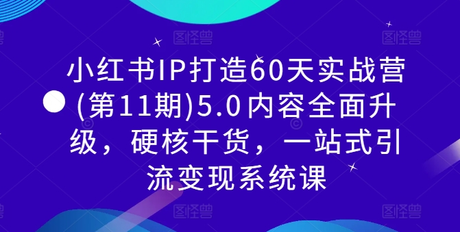 小红书IP打造60天实战营(第11期)5.0​内容全面升级，硬核干货，一站式引流变现系统课-番茄副业网
