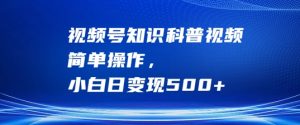 视频号知识科普视频，简单操作，小白日变现500+【揭秘】-番茄副业网