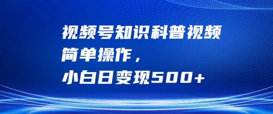 视频号知识科普视频，简单操作，小白日变现500+【揭秘】-番茄副业网