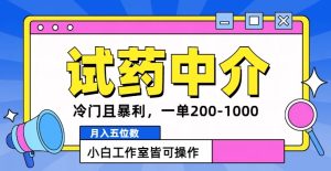 冷门且暴利的试药中介项目,一单利润200~1000.月入五位数,小白工作室皆可操作-番茄副业网