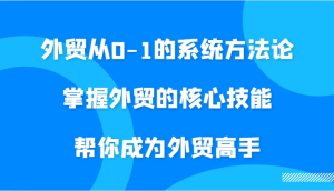 外贸从0-1的系统方法论，掌握外贸的核心技能，帮你成为外贸高手-番茄副业网