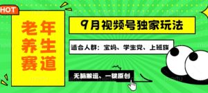 视频号最新玩法，老年养生赛道一键原创，多种变现渠道，可批量操作-番茄副业网