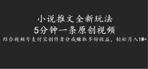 小说推文全新玩法,5分钟一条原创视频,结合视频号支付宝创作者分成赚取多份收益-番茄副业网