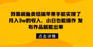 我靠闲鱼卖低端苹果手机实现了月入3w的收入,小白也能操作 发布作品就能出单-番茄副业网