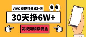 VIVO短视频分成计划30天6W+，发视频躺挣佣金-番茄副业网