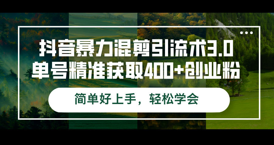 （12630期）抖音暴力混剪引流术3.0单号精准获取400+创业粉简单好上手，轻松学会-番茄副业网