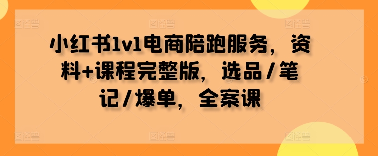 小红书1v1电商陪跑服务，资料+课程完整版，选品/笔记/爆单，全案课-番茄副业网