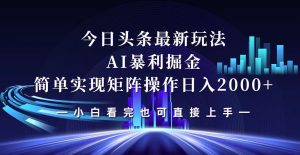 （12610期）今日头条最新掘金玩法，轻松矩阵日入2000+-番茄副业网
