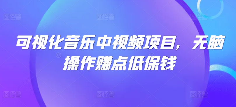 可视化音乐中视频项目，无脑操作赚点低保钱-番茄副业网