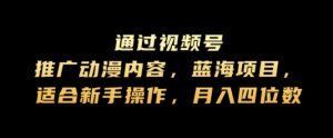 通过视频号推广动漫内容，蓝海项目，适合新手操作，月入四位数-番茄副业网