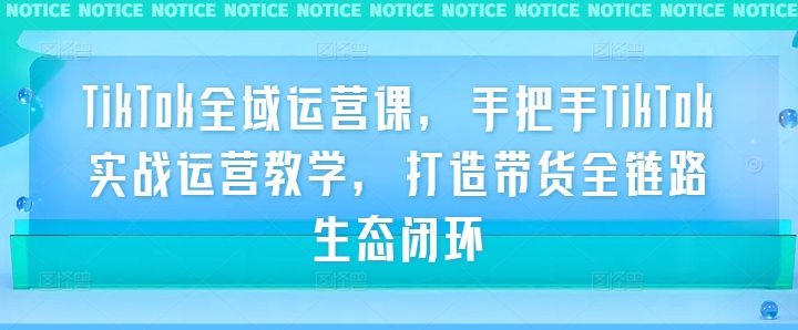 TikTok全域运营课，手把手TikTok实战运营教学，打造带货全链路生态闭环-番茄副业网