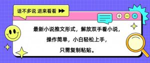 最新小说推文形式,解放双手看小说, 操作简单,小白轻松上手,只需复制粘贴-番茄副业网