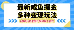 最新咸鱼掘金玩法,0成本小白无压力,多种变现方式,轻松月入过W-番茄副业网