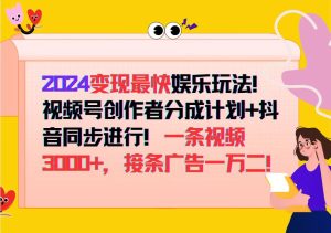 （12648期）2024变现最快娱乐玩法！视频号创作者分成计划+抖音同步进行！一条视频3…-番茄副业网