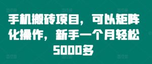 手机搬砖项目,可以矩阵化操作,新手一个月轻松5000多-番茄副业网