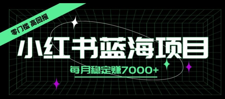 小红书蓝海项目，零门槛、高回报，每月稳定赚7000+-番茄副业网