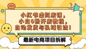 小红书电商,小白虚拟类目店铺教程,被动收益+私域引流-番茄副业网
