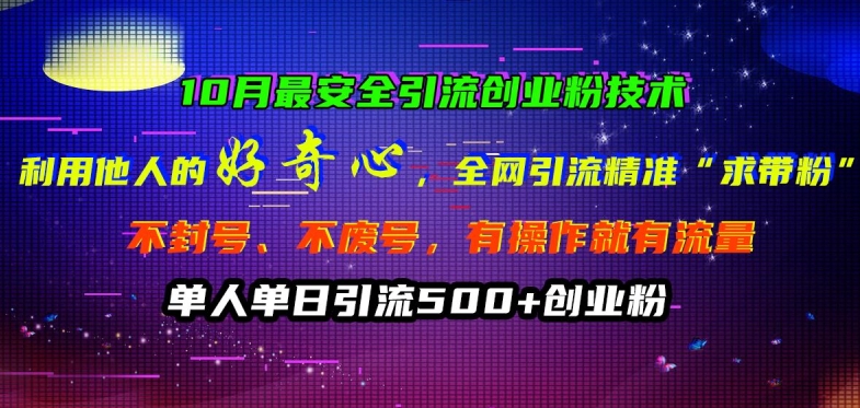 10月更安全引流方法自主创业粉技术性，利用他人的好奇心各大网站引流方法精确“求带粉”防封号、不废号【揭密】-番茄副业网
